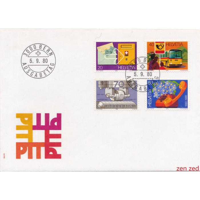 

A554 Prangko Swiss FDC 1980 PTT Series 1 Pcs