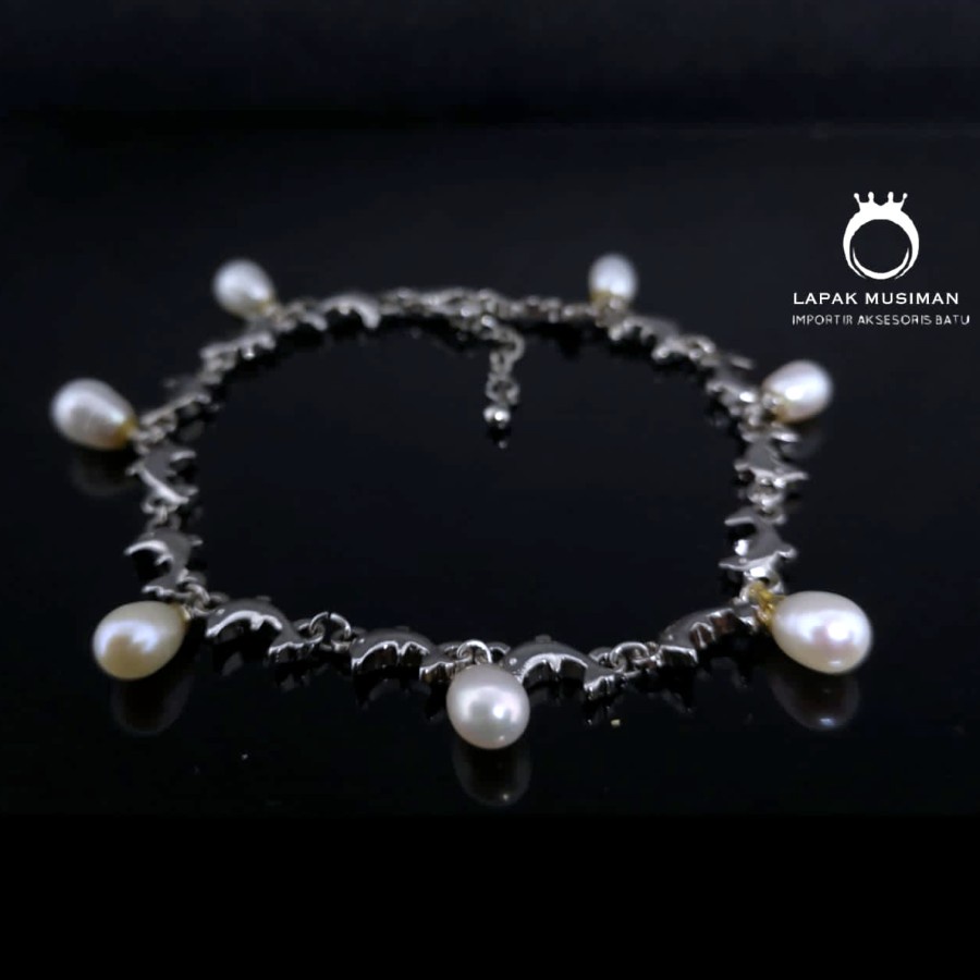 [Bayar Di Tempat] Gelang Tangan Mutiara Asli Lombok Bahan Silver Perak