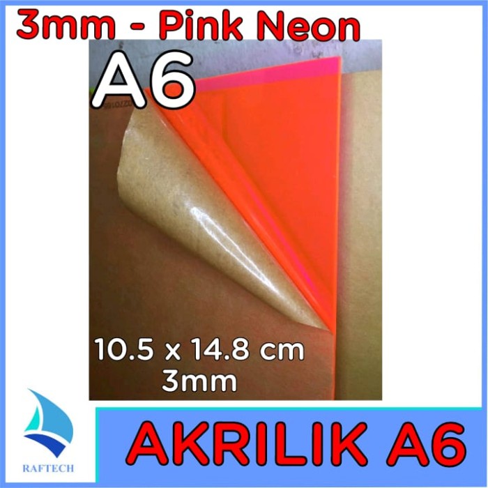 Akrilik A6 Lembaran 3mm Acrylic 3 mm Pink Neon Marga Cipta