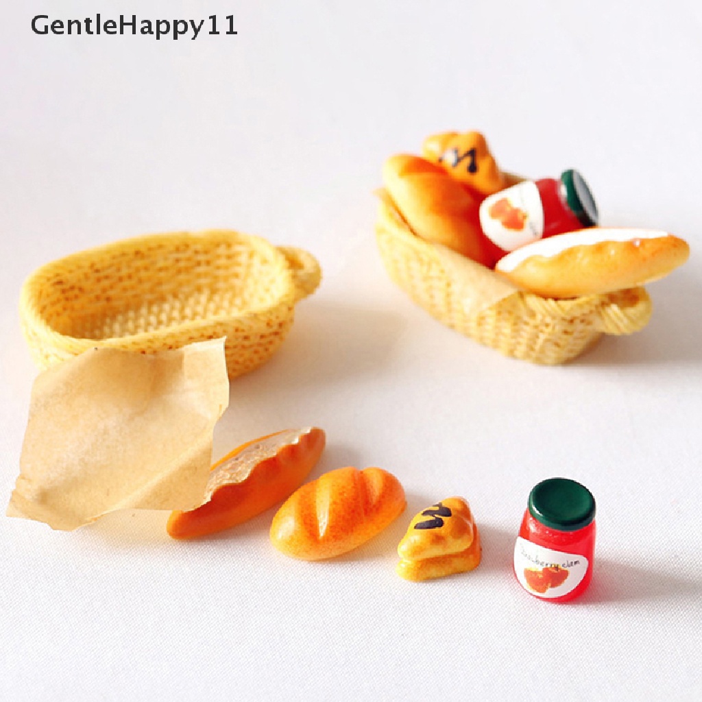 GentleHappy 5pcs/set Dollhouse Miniature Accessories Simulation Bread Basket Model Toys id