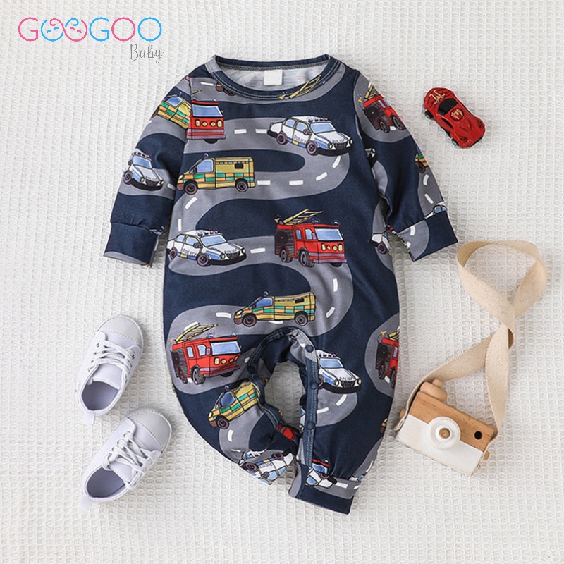 GOOGOO Jumper Anak Laki-Laki Motif Mobil / Jumpsuit Full Print Bahan Nyaman dan Adem