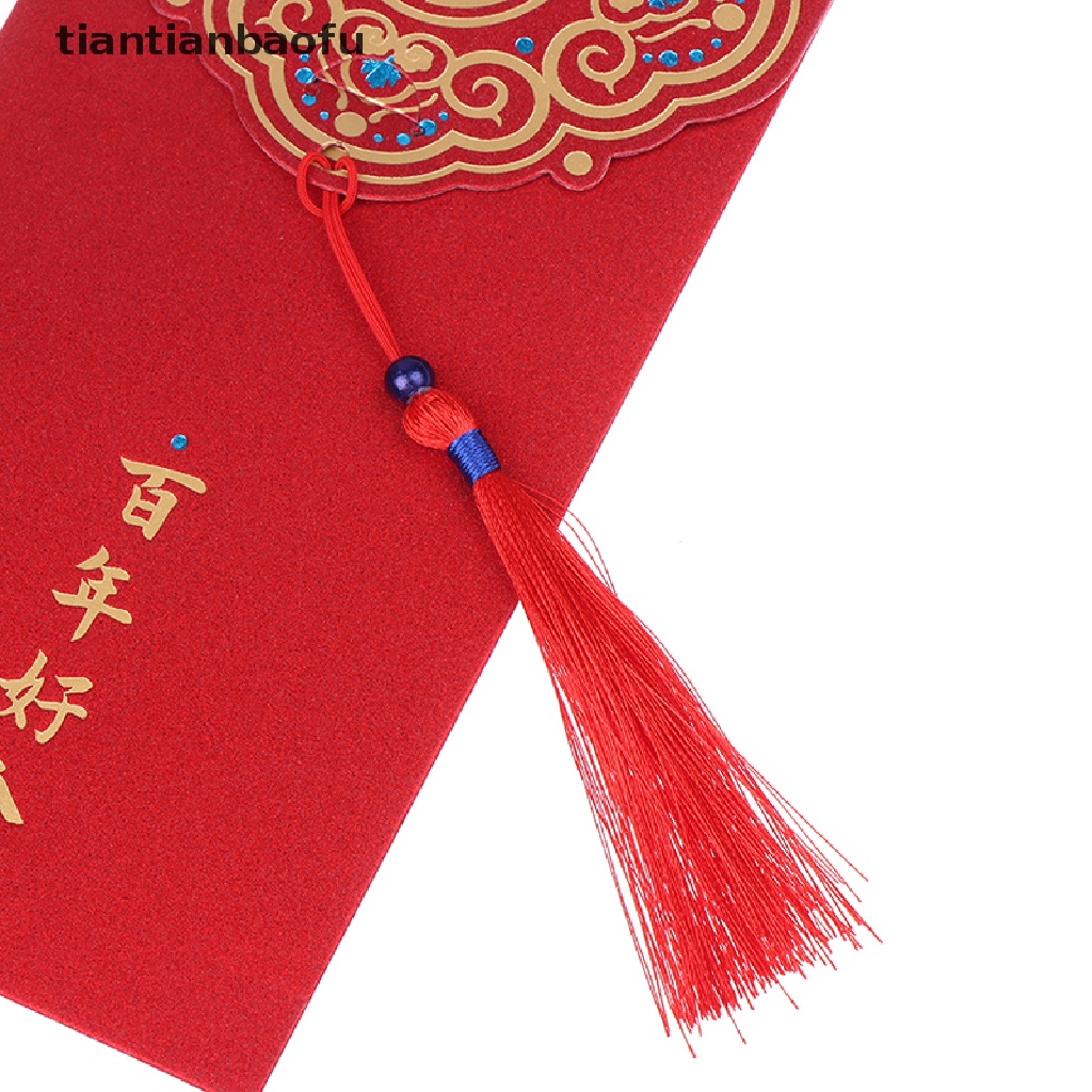 [tiantianbaofu] 6pcs Pernikahan Hongbao Bronzing Amplop Merah Untuk Dekorasi Tahun Baru Paket Merah Butik