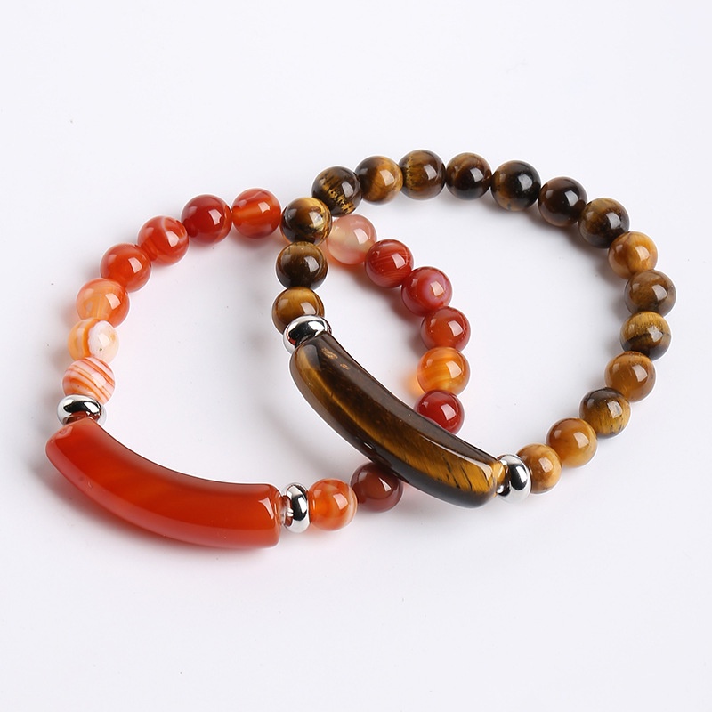 Gelang Yoga Batu Tiger Eye Aksesoris Perhiasan Pria Wanita Unisex Kekayaan Dan Keberuntungan Gelang Peregangan Yang Dapat Disesuaikan Gelang Manik-Manik Batu Akik Alami Gelang