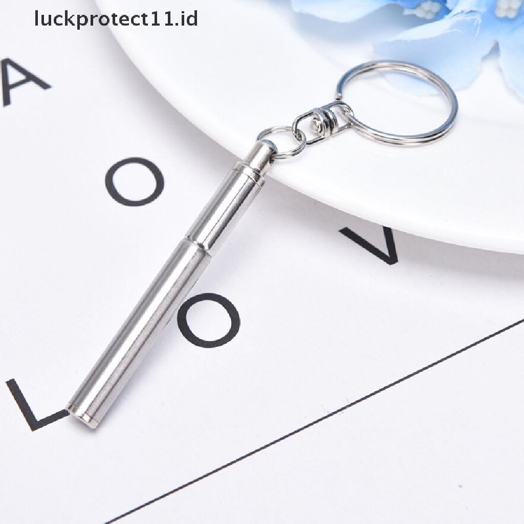 /Fashion Hot//// Gantungan Kunci Pen Keyring Stainless Steel Teleskopik Gantungan Kunci Hadiah Alat Sig Darurat.