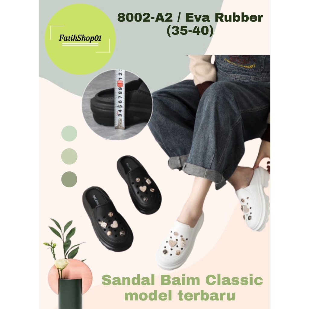 Sepatu sandal wanita variasi jibbitz import 8002-A2 / 8002-A1 (35-40) Sandal wanita koreann style terlaris