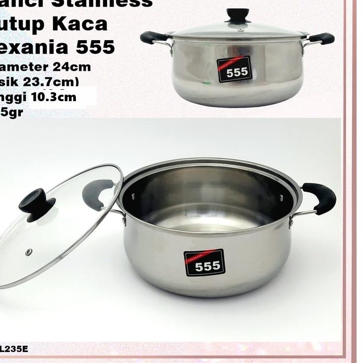 Terkeren Panci Stainless Tutup Kaca Texania 555 24cm