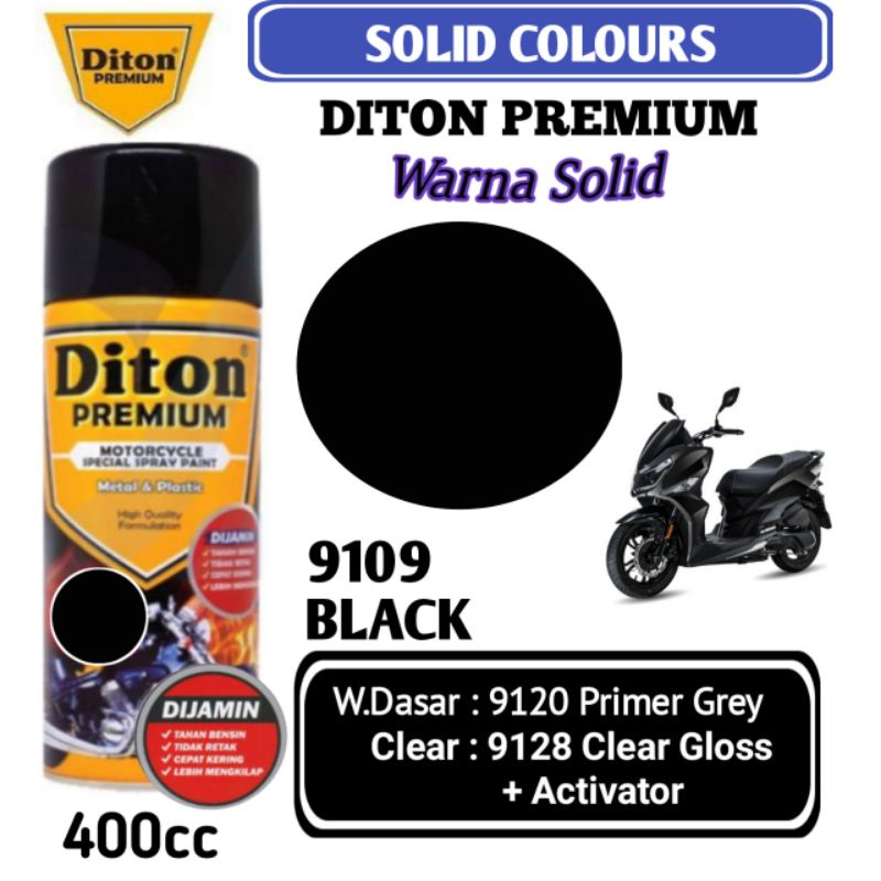 9109 BLACK DITON PREMIUM 400cc Cat Semprot Pylok Pilok Pylox / Cat Aerosol / Pilok Diton / Diton Pre