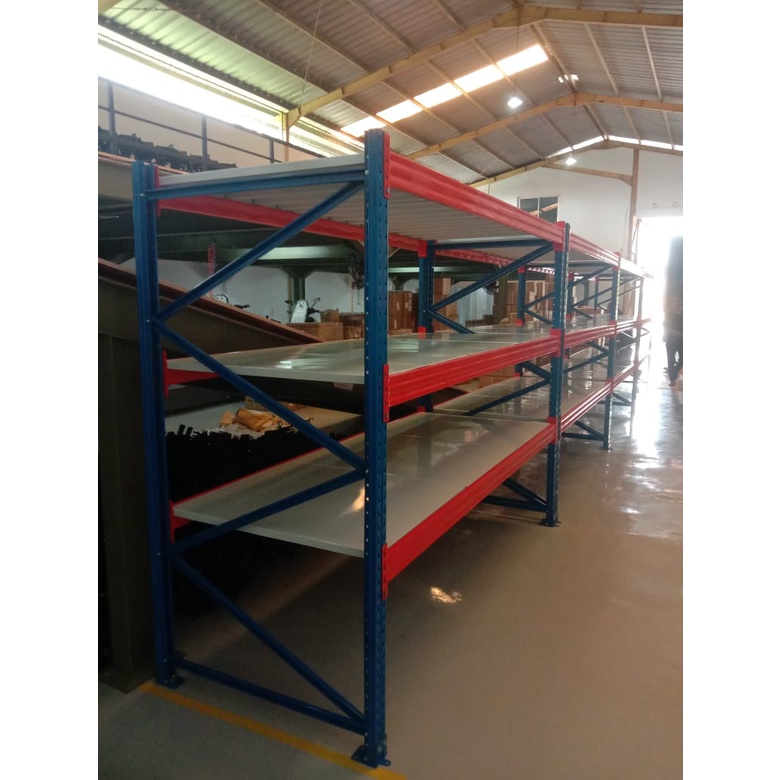 Rak Gudang Pabrik / Rak Besi Baja / Rak Heavy Duty Shelving Kapasitas 1000 Kg Perlevel