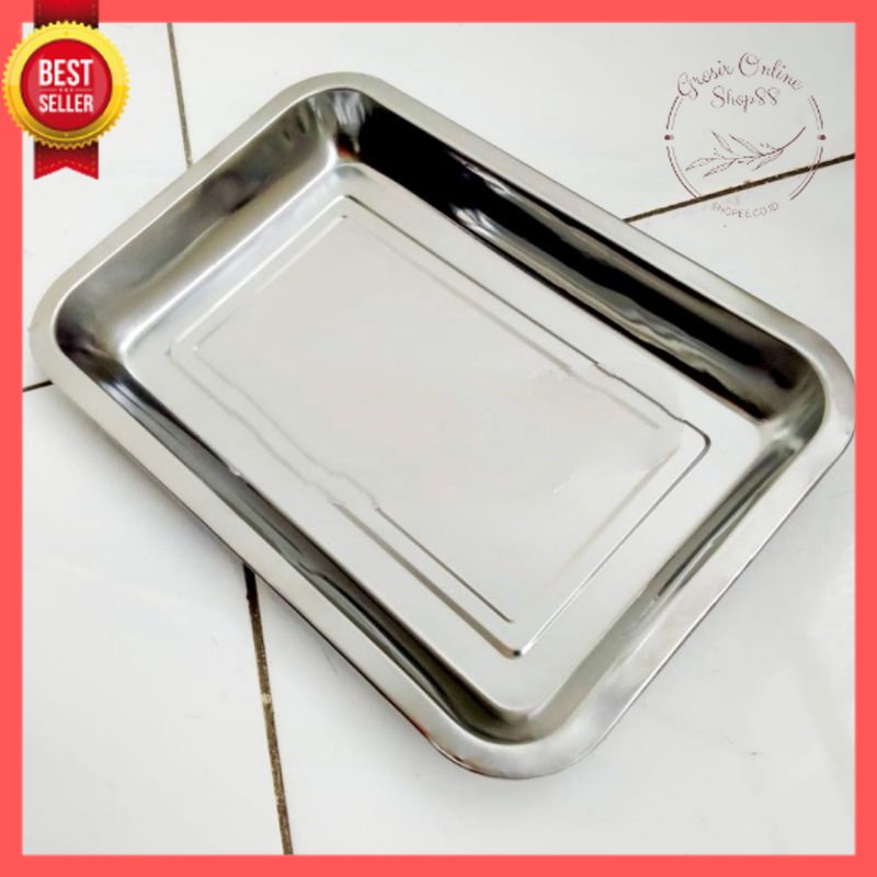 GOS - B305- Nampan Stainless Steel - Nampan Persegi 32x22cm - Baking Tray