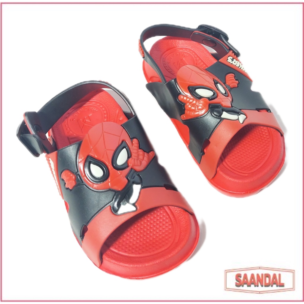 Sandal Selop Tali Spiderman Balita Laki-laki Mackers Anti Licin Ukuran 20-25