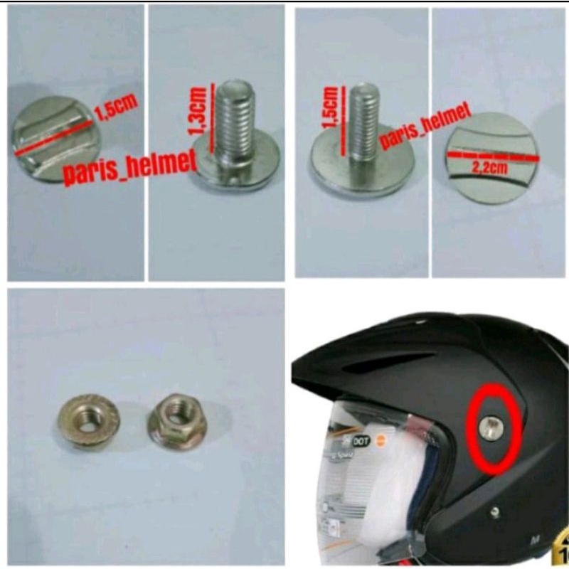 Baut topi helm/baut kaca helm topi