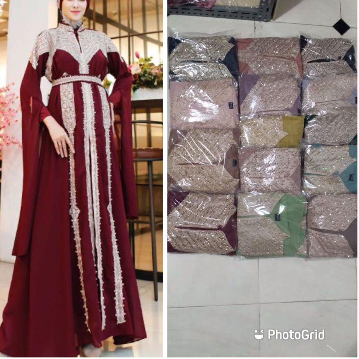 Hot Sell.. PROMO KAFTAN WANITA KAFTAN MEERA KAFTAN TERBARU GRATIS TURBAN +  MANSET GAMIS