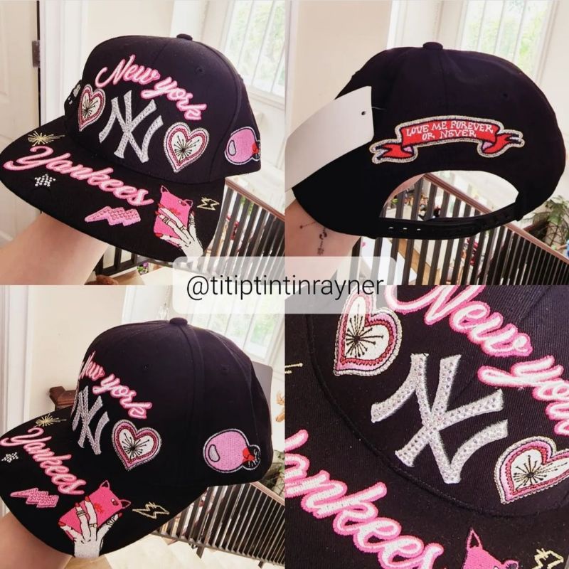 TOPI SNAPBACK MLB KOREA NY YANKEES BLACK PINK