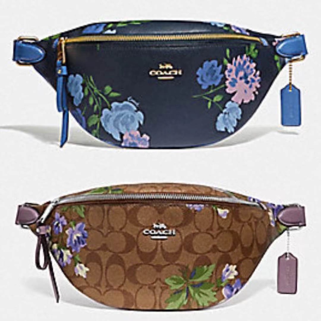 [Instant/Same Day]Coach 75702 Women's new flower waist bag chest bag shoulder bag  yaobao