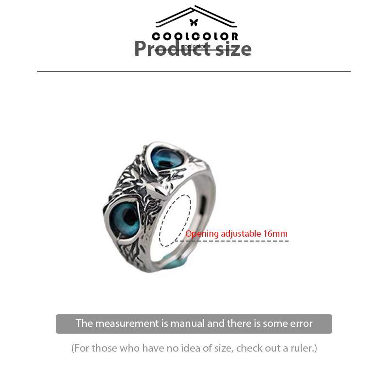 COD❤️Cincin Model Terbuka Bentuk Burung Hantu Gaya Retro Vintage Punk Fashion Warna Untuk Pria Wanita Pasangan- cl