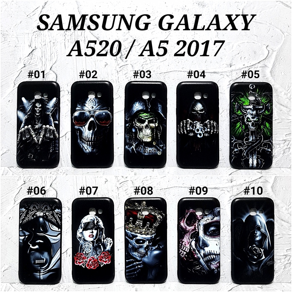 SAMSUNG GALAXY A5 2016 A510 A5 2017 A520 A6 2018  A6 PLUS A7 2018 A750 - HOROR Soft Hard Case Skull