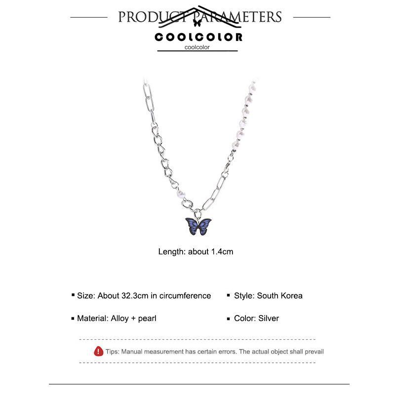 COD❤️Kalung Rantai Kupu-Kupu Mutiara Desain Choker Fashion Korea Gaya Untuk Wanita- cl