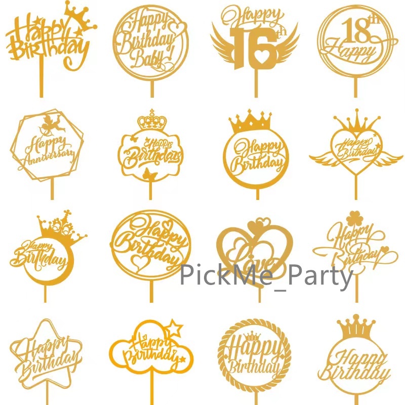 10PCS cake topper terlengkap termurah /cake topper happy birthday akrilik topper kue ulang tahun dek