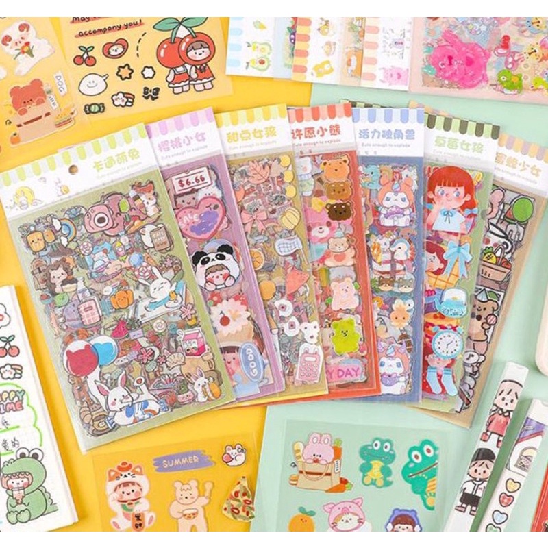 

6 Pcs CUTE CARTOON STICKERS DIY Diary Sticker Jurnal BUJO Planner Deco Stiker Hias Lucu Murah