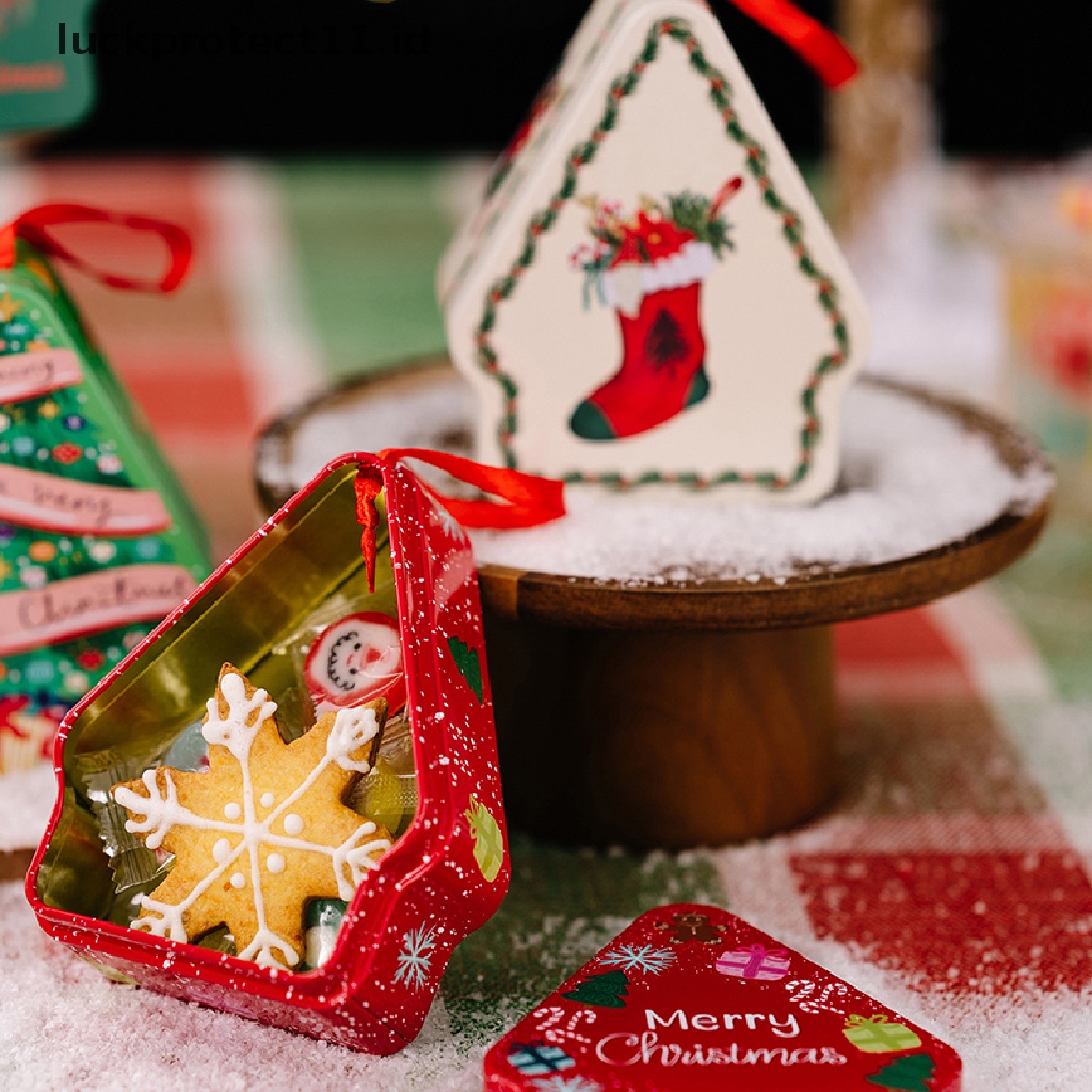 /Fashion Hot//// Kotak Permen Besi Natal Merry Christmas Dekorasi Untuk Rumah Tahun Baru Xmas Gift Box Ornamen Natal.