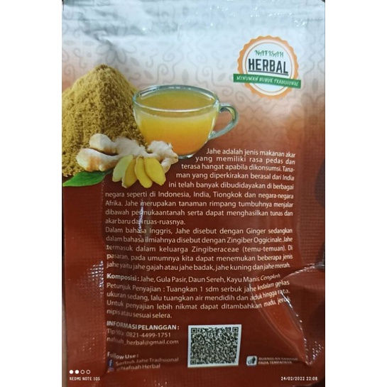 

Bubuk Jahe Tradisional 25.Gr/NAFISAH HERBAL