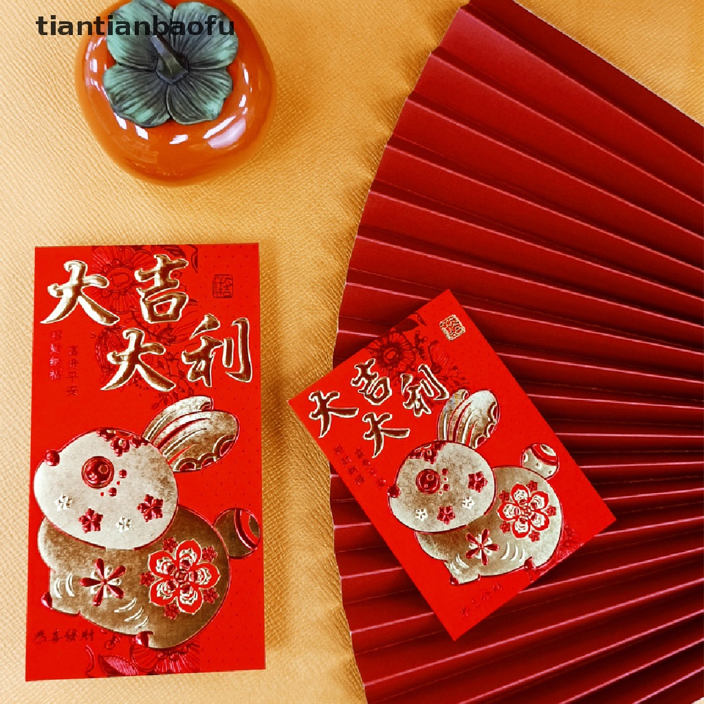 [tiantianbaofu] 6 Pcs Kelinci Kertas Merah Paket Merah Zodiak Kepribadian Tahun Baru Amplop Merah Butik