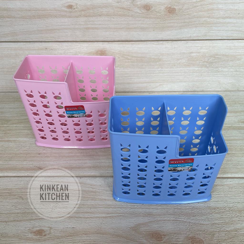 Tempat Alat Tulis Sendok Garpu 2 Sekat Plastik - Shiro Alexish 141