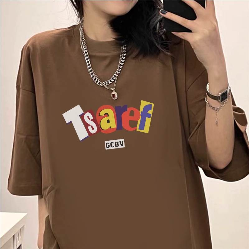 kaos oversize wanita import vintage lettering graphic print T-shirt basic lengan pendek kekinian kaos couple