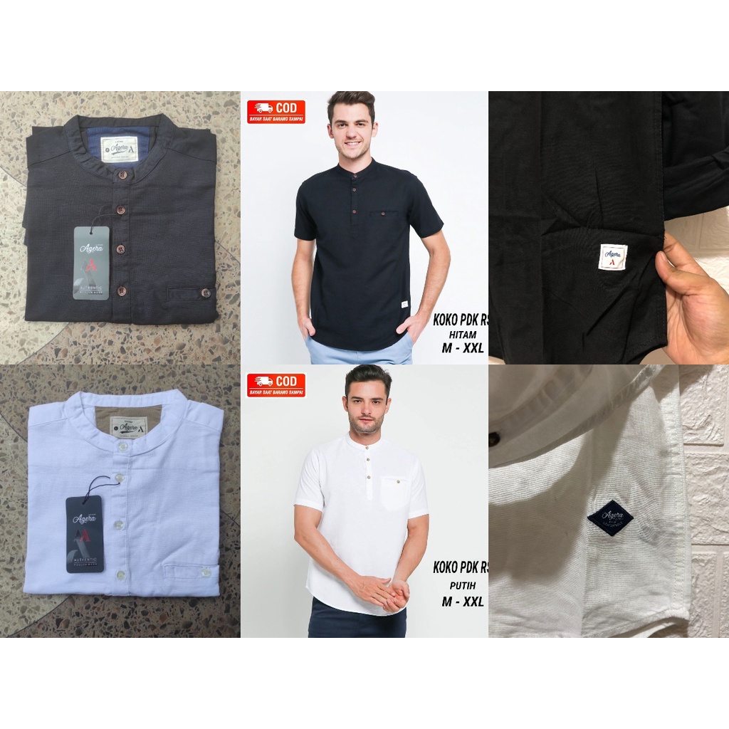 AGERA VINTAGE KEMEJA KOKO PRIA- BAJU KOKO LINEN - KURTA LINEN - KOKO LENGAN PANJANG - KEMEJA KOKO LE