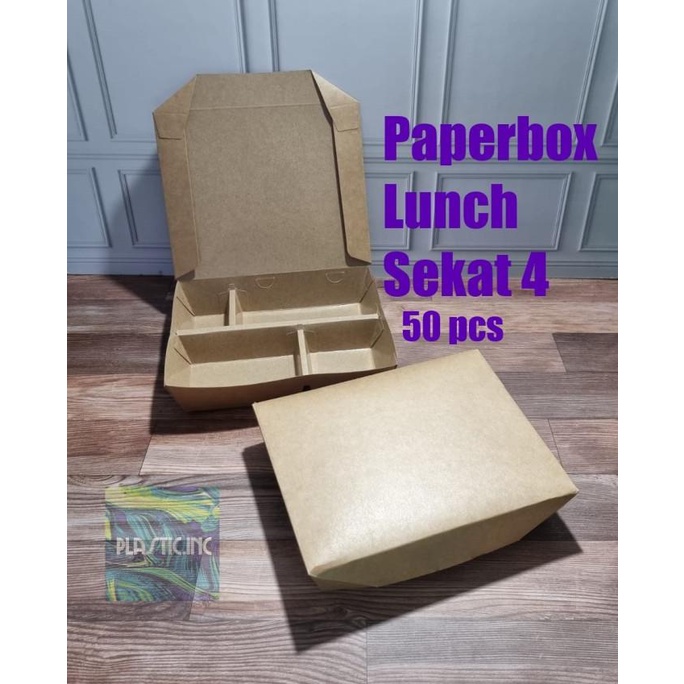 Paper Box Lunch Sekat 4 Kraft/Paper Lunch Box Sekat 4/Paperbox Sekat 4