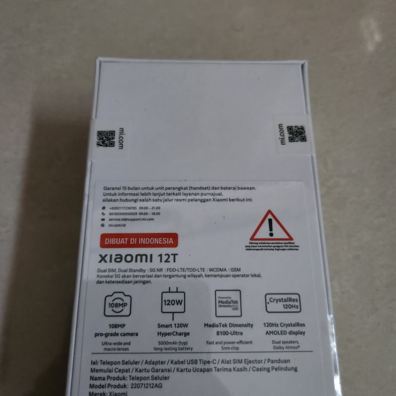 Xiaomi12T 8GB/256GB 8 256 GB Mi12T Mi 5G Garansi Resmi BNIB