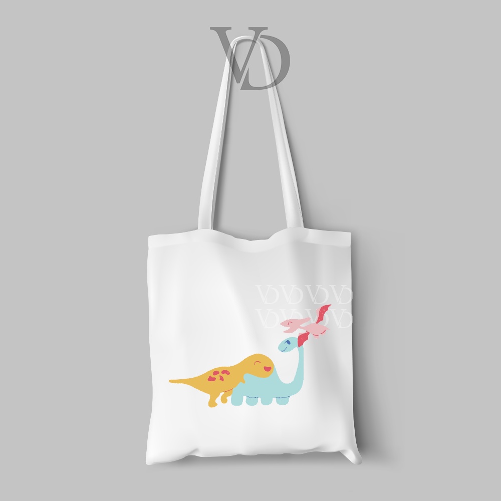 tote bag kanvas motif dinosaurus baby dino cute edisi 2