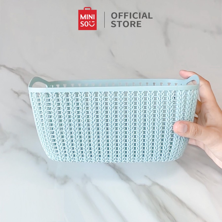 MINISO Keranjang Small Plaited Rectangular Storage Bucket