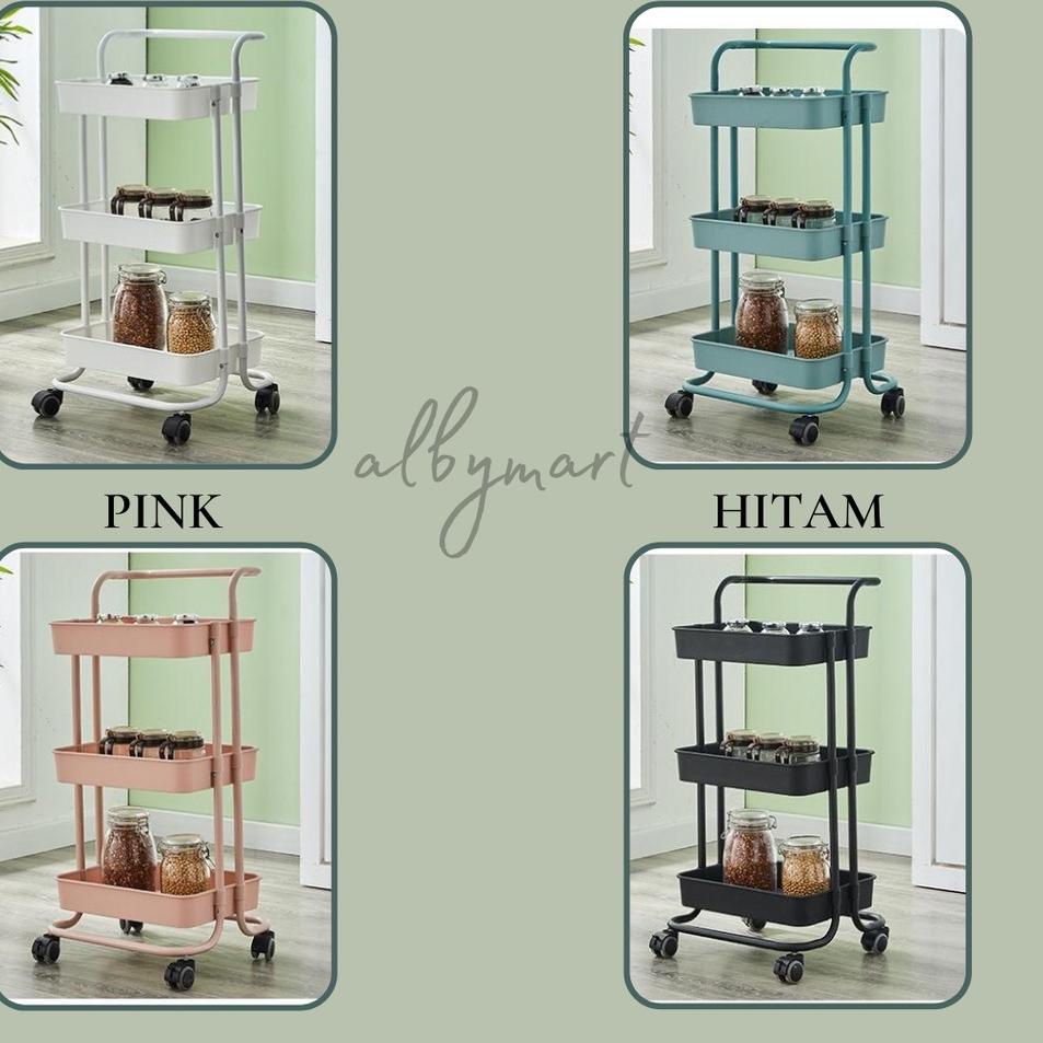 Terbaru Rak Dapur Dorong Besi Stainless steel - Rak susun troli besi - Rak Kamar Tidur Dapur Troli K