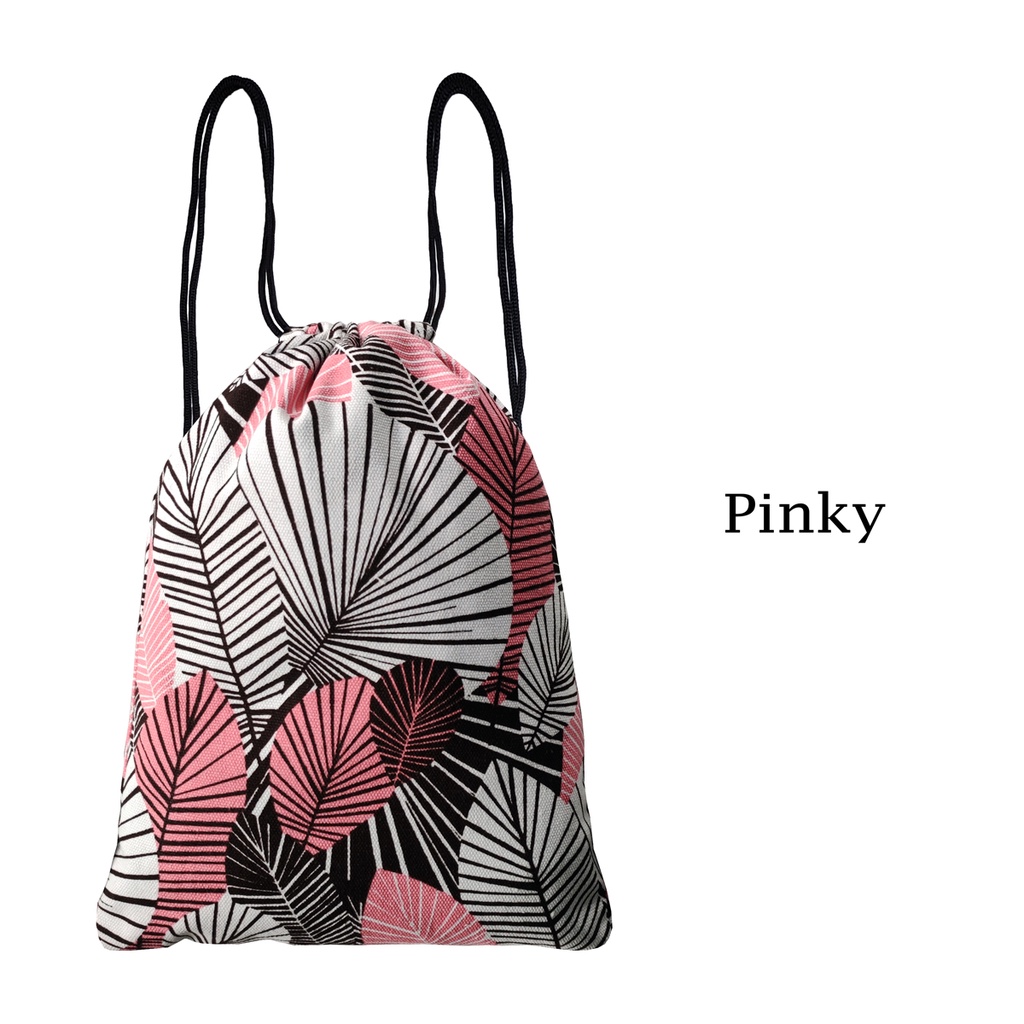 TAS SERUT DRAWSTRING BAG STRING BAG STRINGBAG BAHAN KANVAS TEBAL MOTIF PINKY