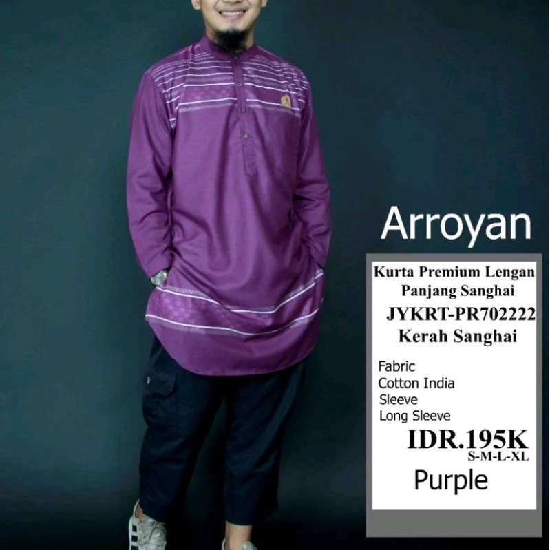 Kurta premium Sanghai lengan panjang Arroyan