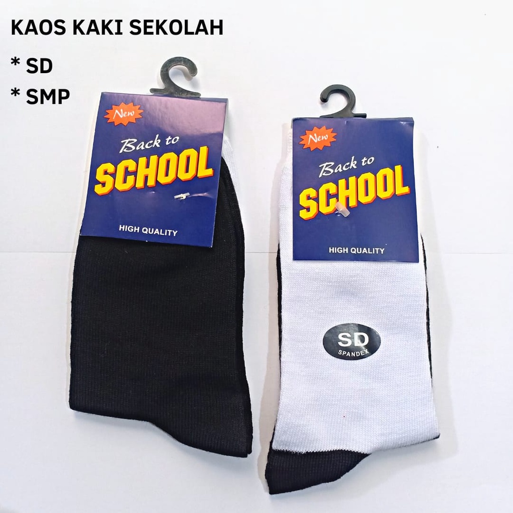 Kaos Kaki Sekolah SD SMP Putih Hitam-Kaos Kaki Back to School-Laki-laki Perempuan-Bahan Spandex PE-Bisa COD