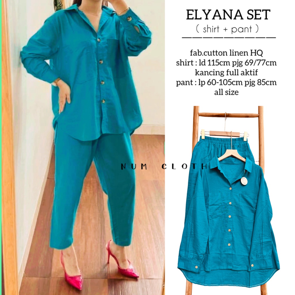 Elyana set ( shirt + pant ) setelan wanita