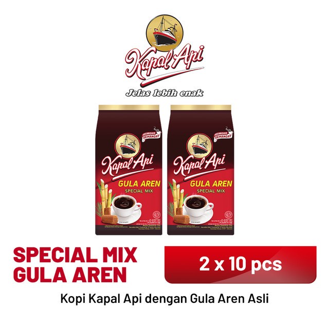 

Kopi-Bubuk- Kapal Api Special Mix Gula Aren 2 Pack (10 X 23 Gr) -Bubuk-Kopi