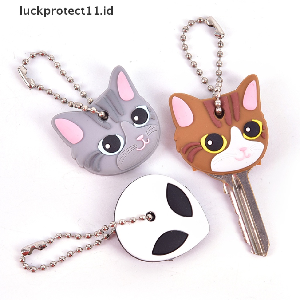 /Fashion Hot// Fashion// Lucu Lembut Silikon Animals Key Ring Cap Penutup Kepala Rantai Tali Telepon Gantungan Kunci.