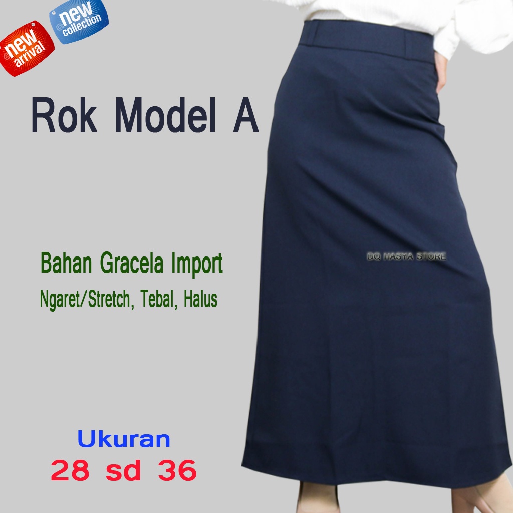 Rok A-Line Panjang Hitam Bahan Wol Karet Model Kerja Formal Kantor / Rok Bentuk A Jumbo