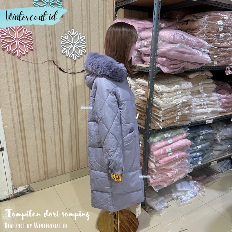 Long padding coat import ROSE premium purple padded jaket winter wanita cewek outer musim dingin hangat korean style