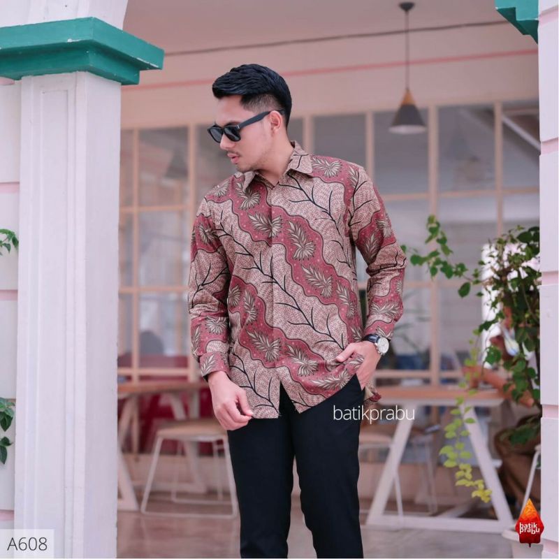 Batik pasangan couple sarimbit pria &amp; wanita batik katun motif merah salem