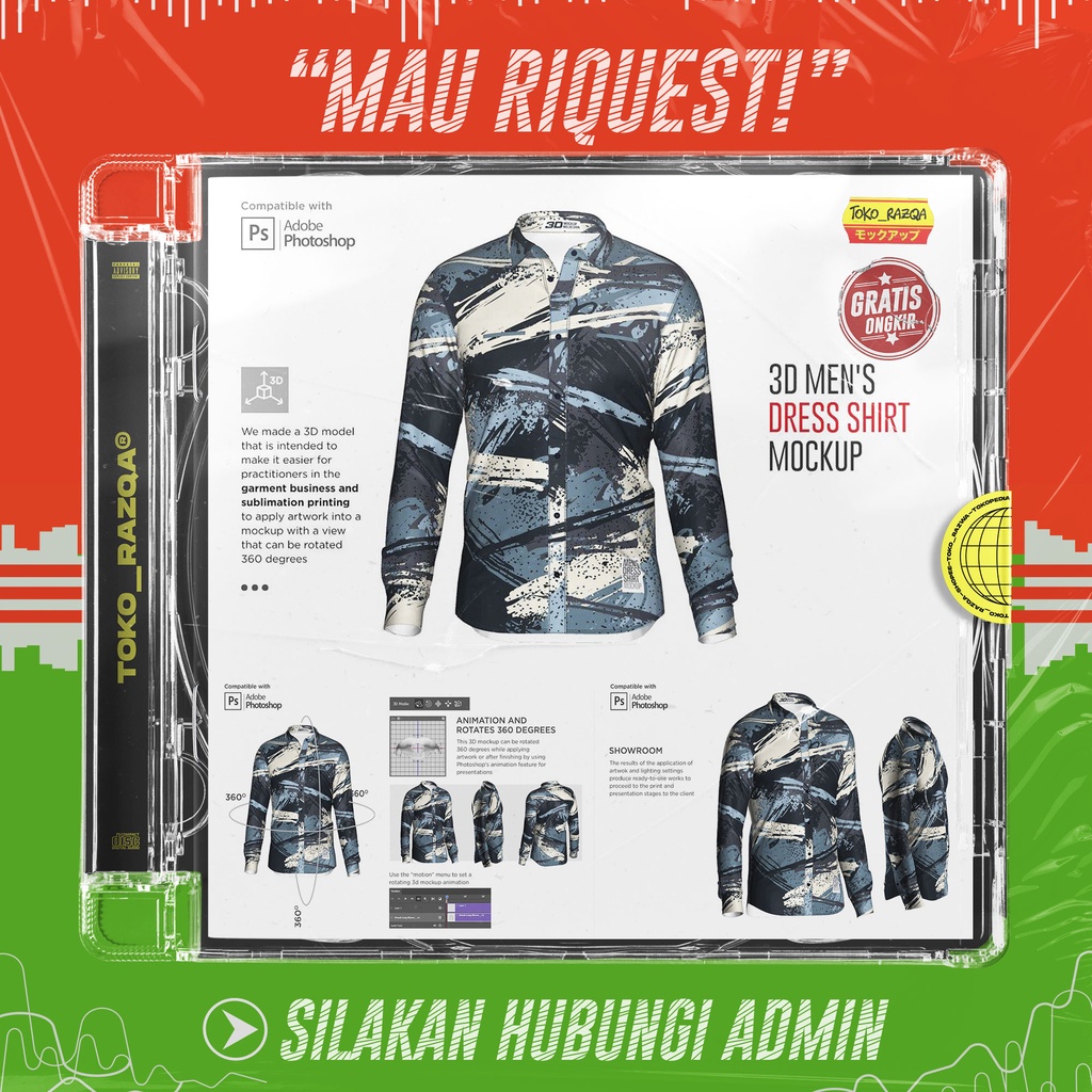 Kemeja Panjang Pria - 3D Mens Dress Shirt Mockup ◖Mockup◗