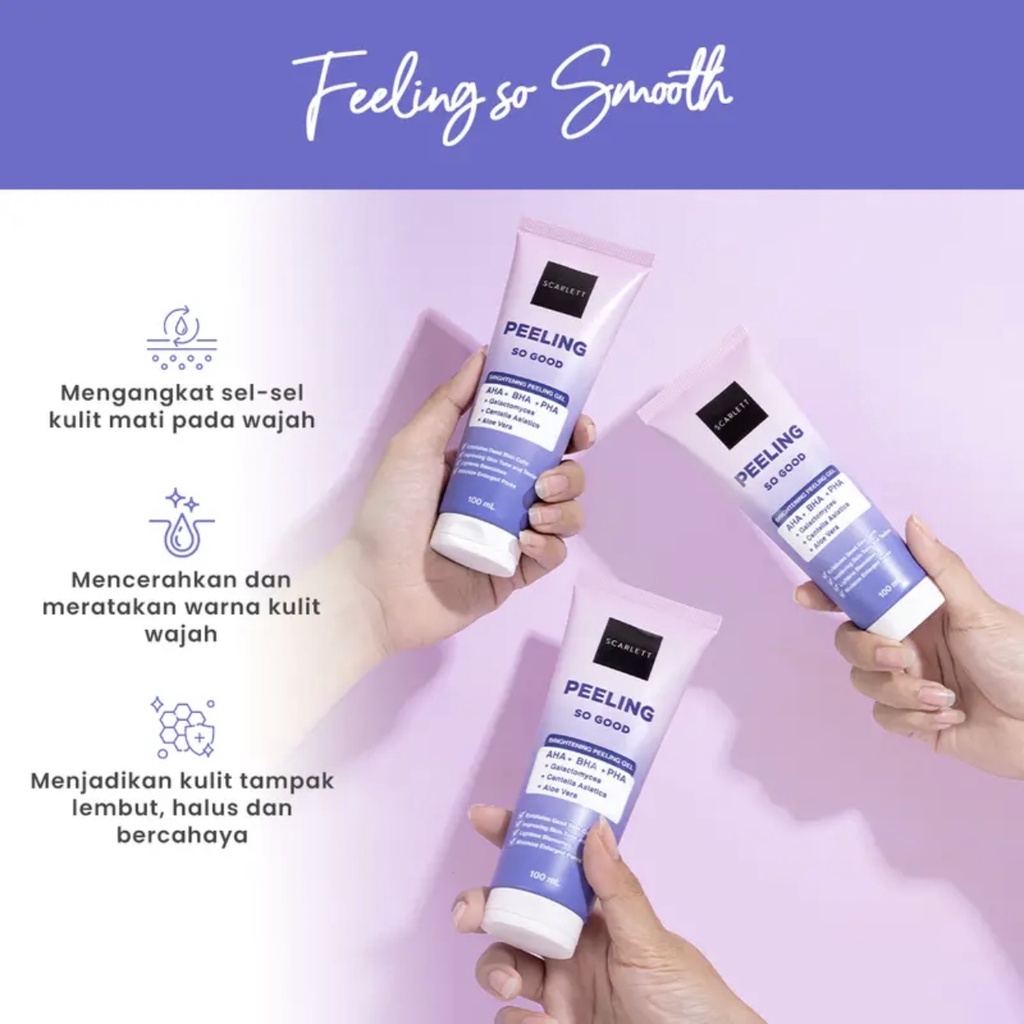 READY SCARLETT Whitening Peeling So Good / Brightening Peeling Gel 100ml / AHA BHA PHA Galactomyces Centella Asiatica Aloe Vera / Cleanser Peel Off Scrub Exfo Exfoliator Eksfoliasi Sel Kulit Mati Pembersih Perontok Daki Wajah Tubuh Skincare Face Care