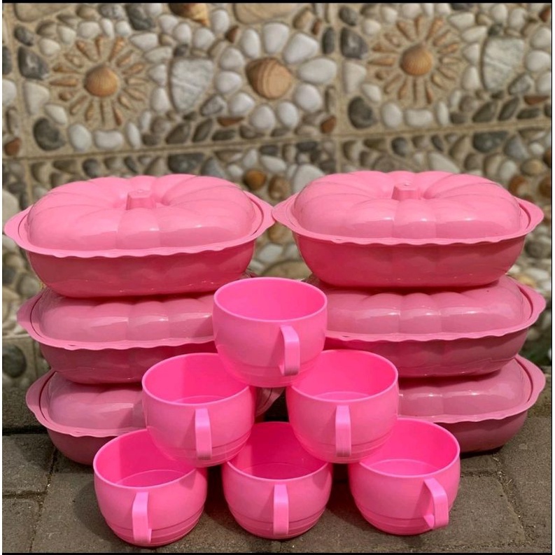 Promo 12pcs Basi Blink + Cangkir Pink Cantik / 6Pcs Basi Blink Dan 6Pcs Cangkir Cantik