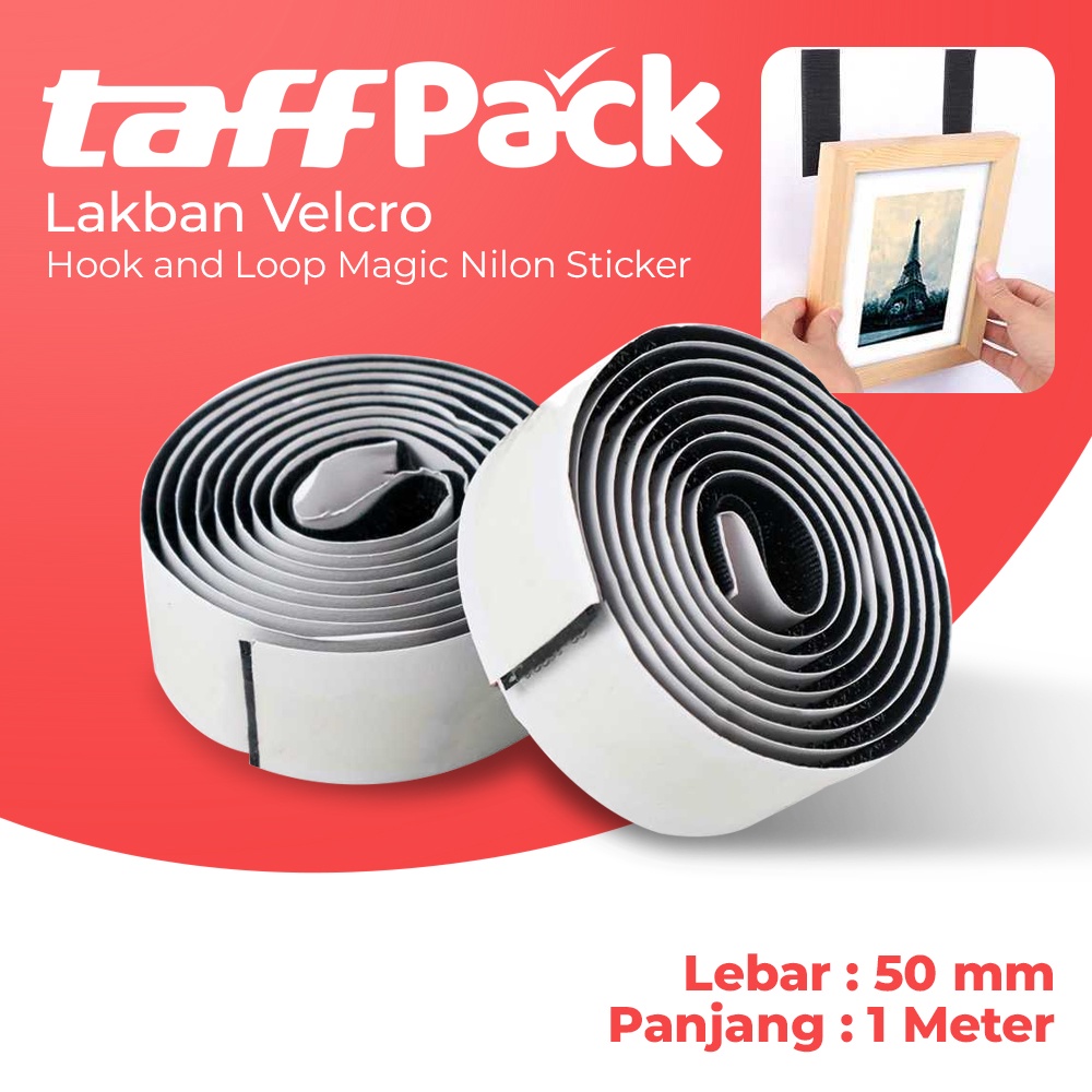 

[PROMO] TAFFPACK Lakban Velcro Hook and Loop Magic Nylon Sticker 50mm 1 Meter - Black