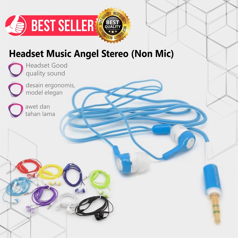 ANG HANDSFREE/HEADSET/EARPHONE/HANDSET/HF MUSIC ANGEL MACARON MP3 KABEL GLOSSY JACK AUDIO 3.5MM BERKUALITAS