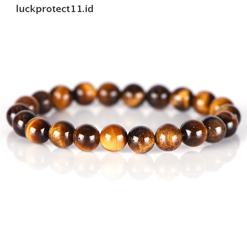 /Fashion Hot// Fashion// Batu Mata Harimau Alami Lucky Bless Beads Pria Wanita Perhiasan Gelang Bangle Chic.