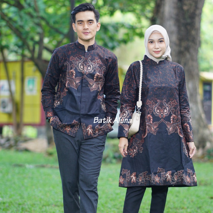 Batik Couple Modern Pasangan Untuk Kondangan Bahan Katun Premium Batik Wanita Dan Pria BY FASHION BATIK ALUANA